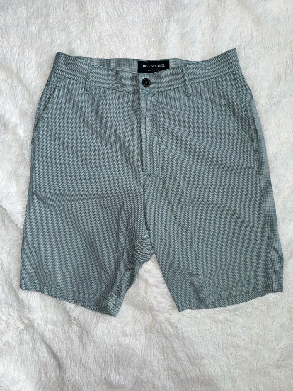 Rodd & Gunn Green Micro-Check Flat Front Stretch Men’s Shorts